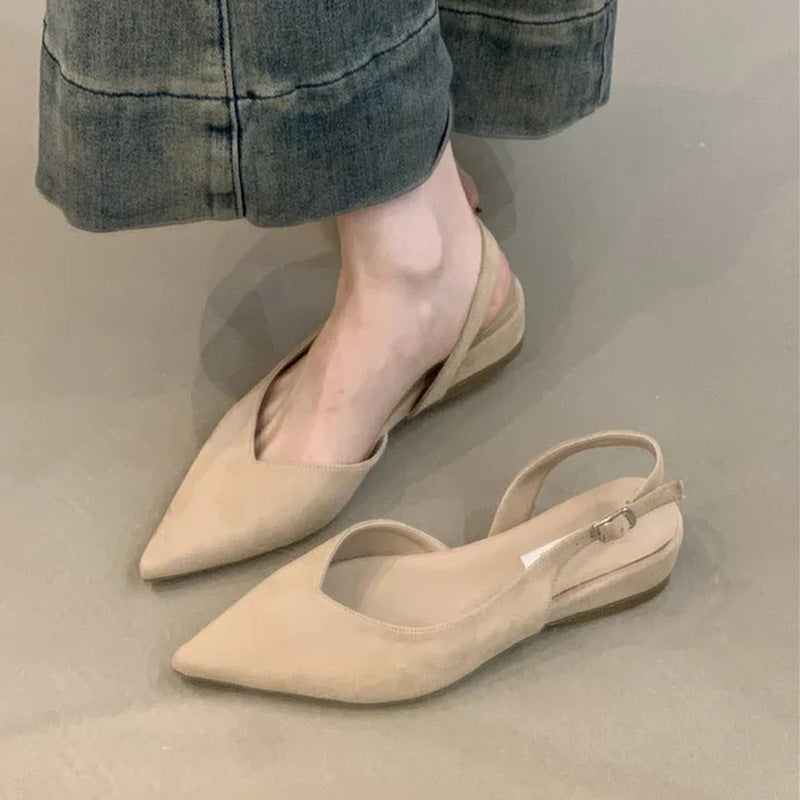 Women's Pointed Slingback Flats V-Cut Adjustable Strap