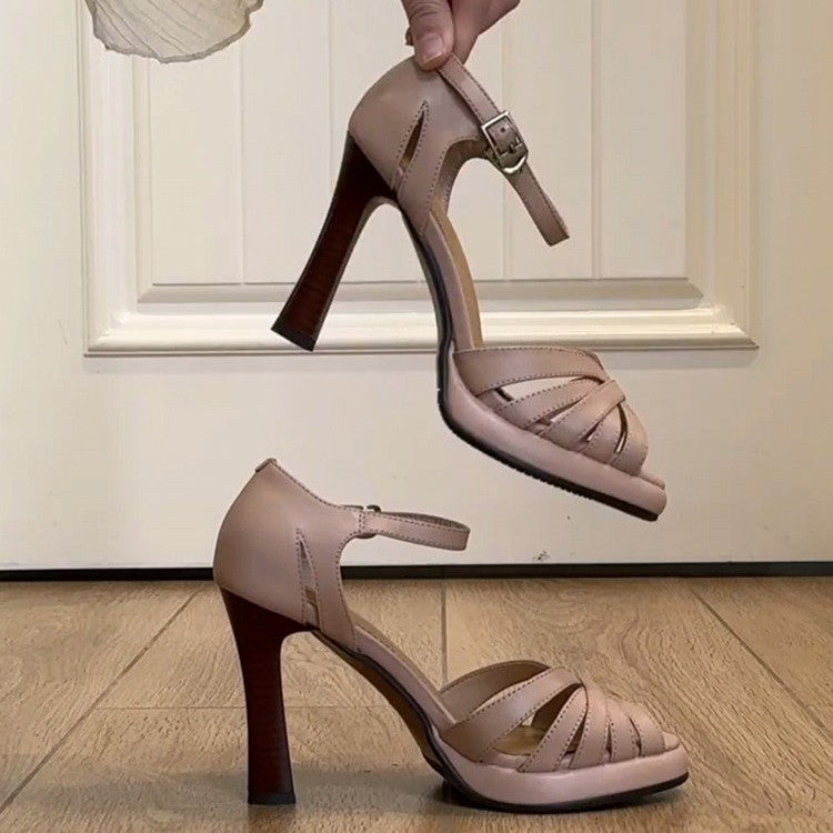 Women's Strappy Platform Sandals with Block Heel Image