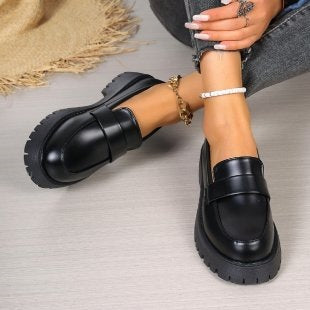 Women's Platform Loafers with Chunky Lug Sole
