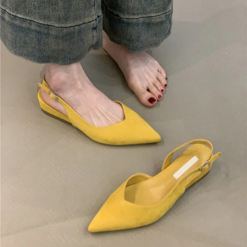 Women's Pointed Slingback Flats V-Cut Adjustable Strap