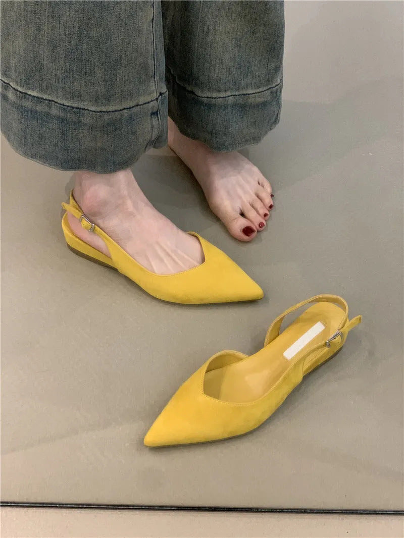 Women's Pointed Slingback Flats V-Cut Adjustable Strap