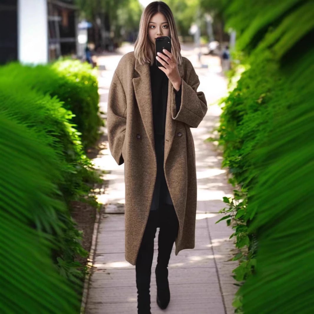 Women's Oversized Longline Coat Double-Breasted Image