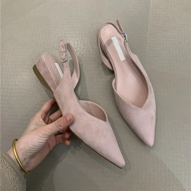 Women's Pointed Slingback Flats V-Cut Adjustable Strap