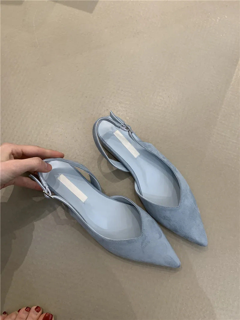 Women's Pointed Slingback Flats V-Cut Adjustable Strap