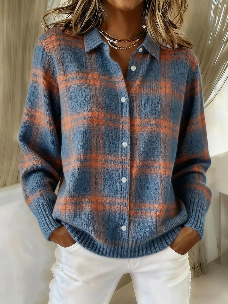 Mira – Knitted Blouse With Check Pattern Image