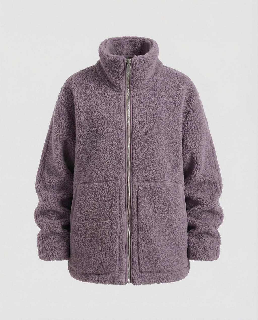 Women's Teddy Zip-Up Jacket with High Collar Regular Fit