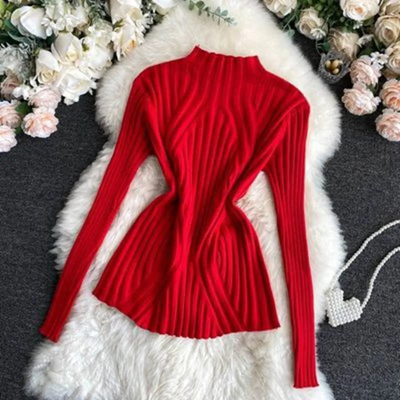 Women's Ribbed Roll Neck Jumper Long Sleeve Image