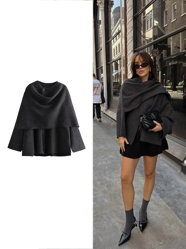 Women's Shawl Collar Knit Jacket with Button Front Image