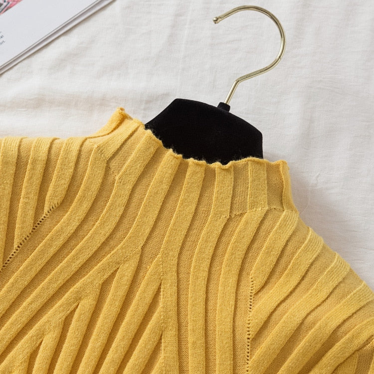 Women's Ribbed Roll Neck Jumper Long Sleeve