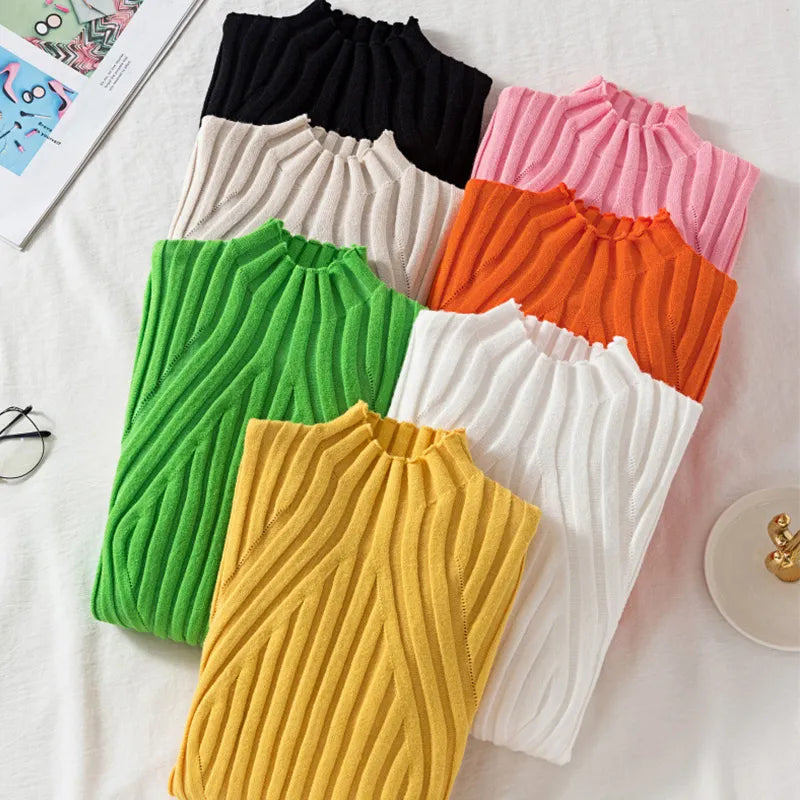 Women's Ribbed Roll Neck Jumper Long Sleeve