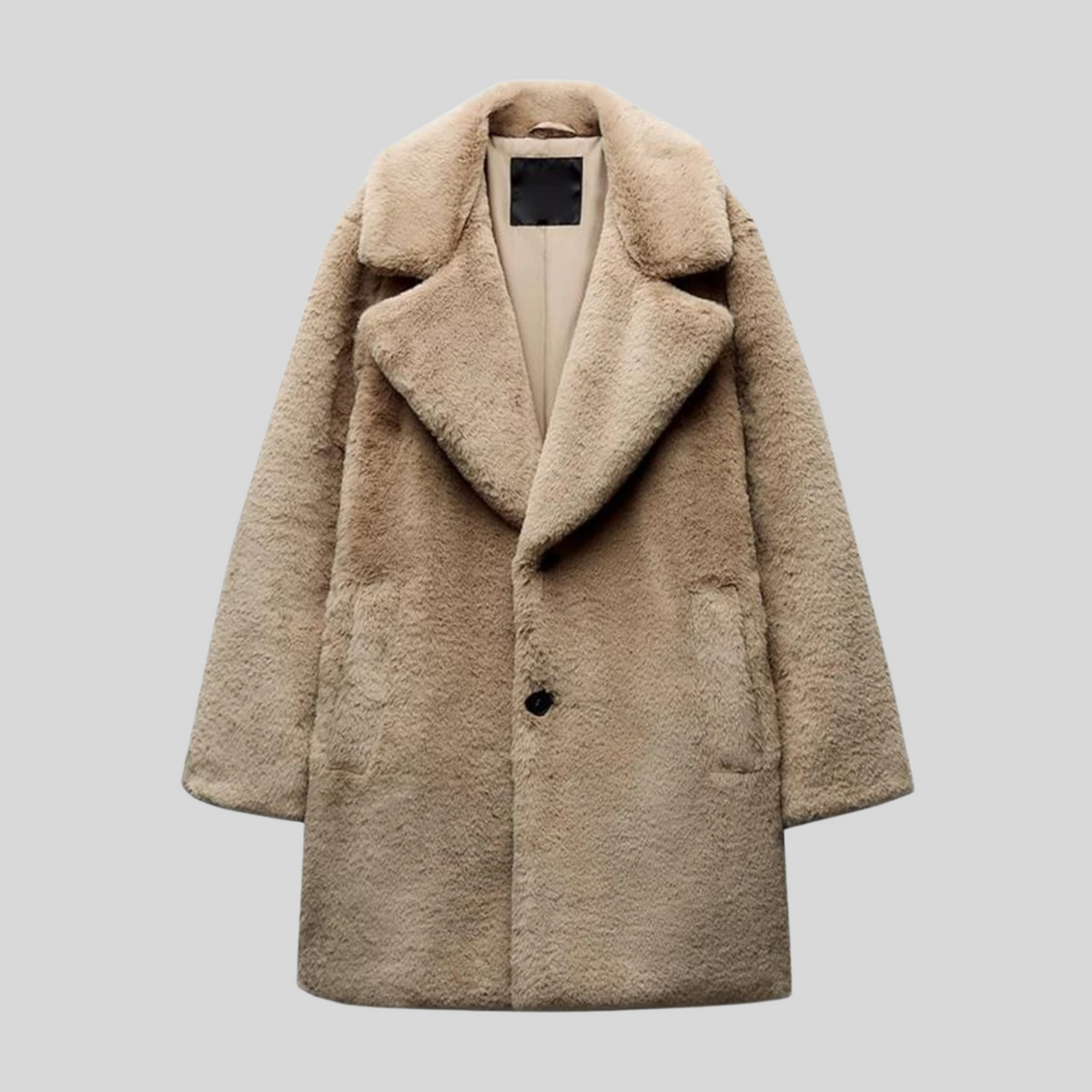 Women's Teddy Coat with Notch Collar and Classic Cut Image
