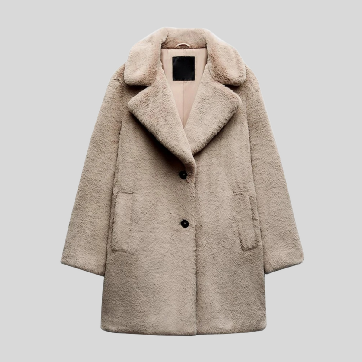 Women's Teddy Coat with Notch Collar and Classic Cut Image