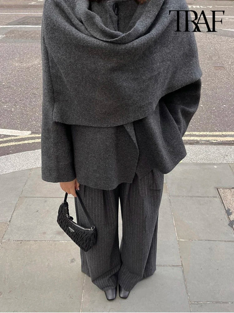 Women's Shawl Collar Knit Jacket with Button Front Image