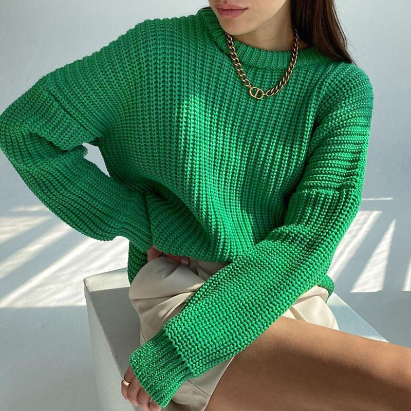 Women's Relaxed Fit Ribbed Jumper with Layered Collar