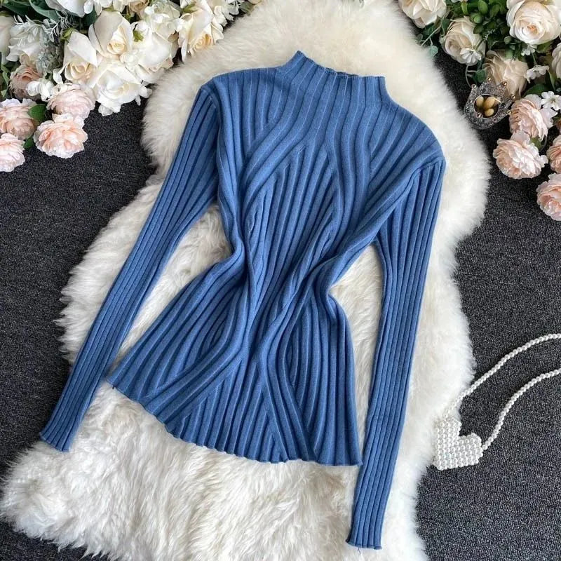Women's Ribbed Roll Neck Jumper Long Sleeve Image