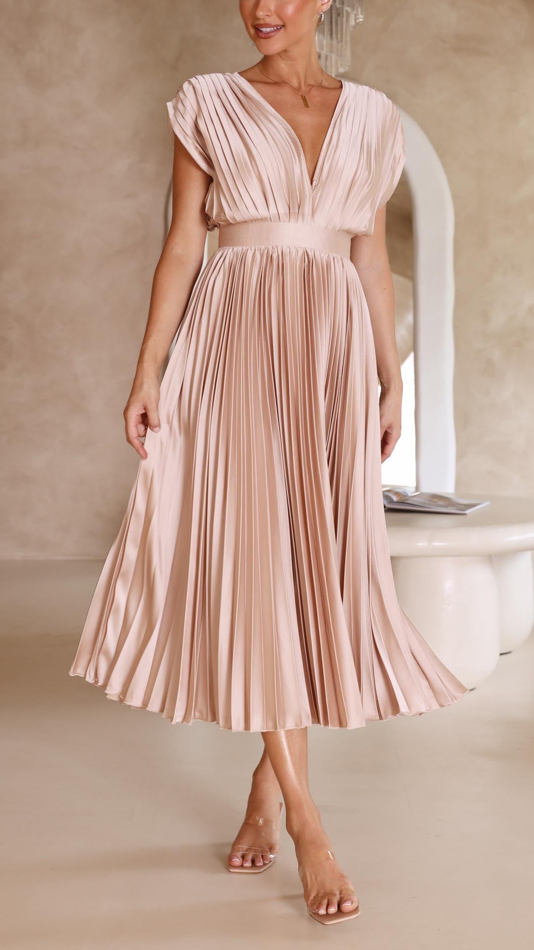Ella | Women’s Classic Pleated Maxi Dress Image