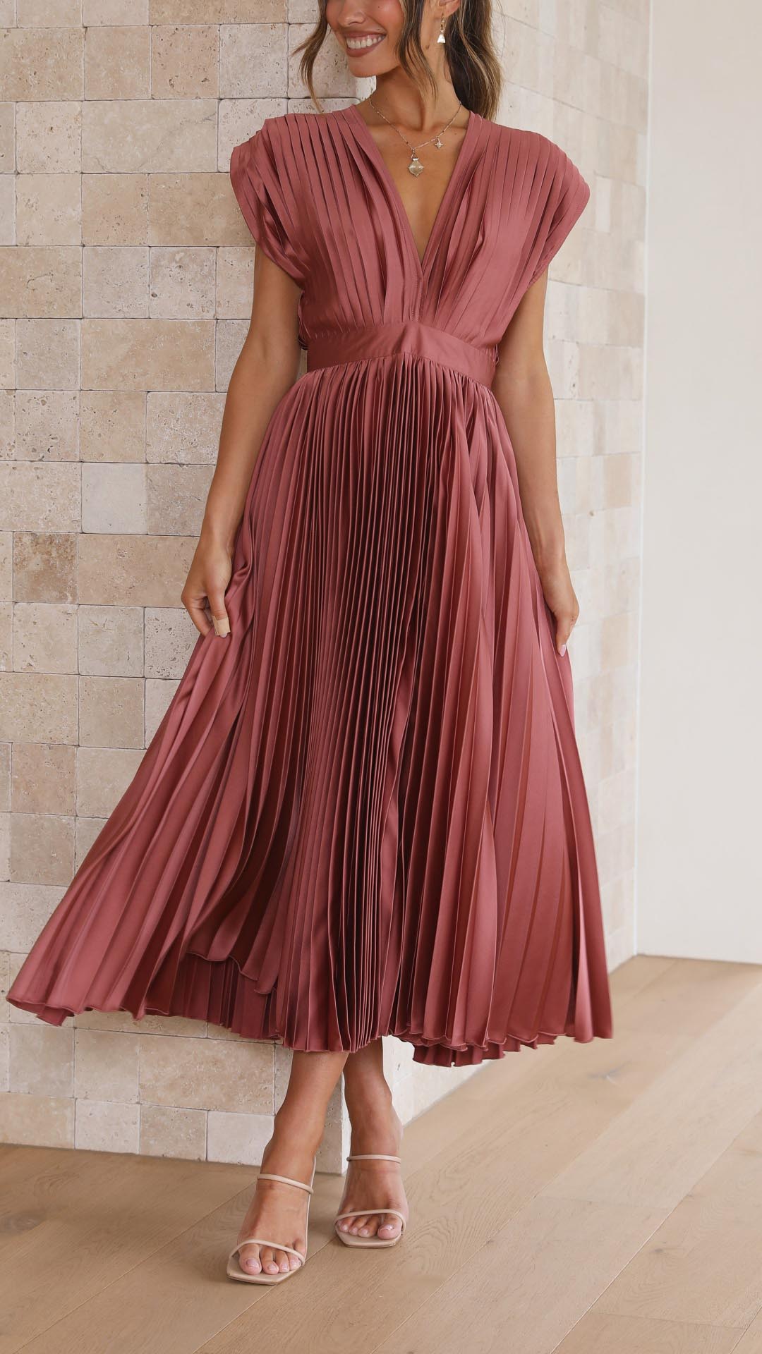 Ella | Women’s Classic Pleated Maxi Dress Image