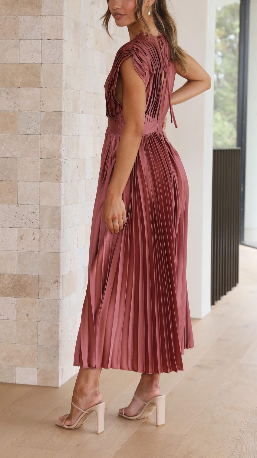 Ella | Women’s Classic Pleated Maxi Dress Image