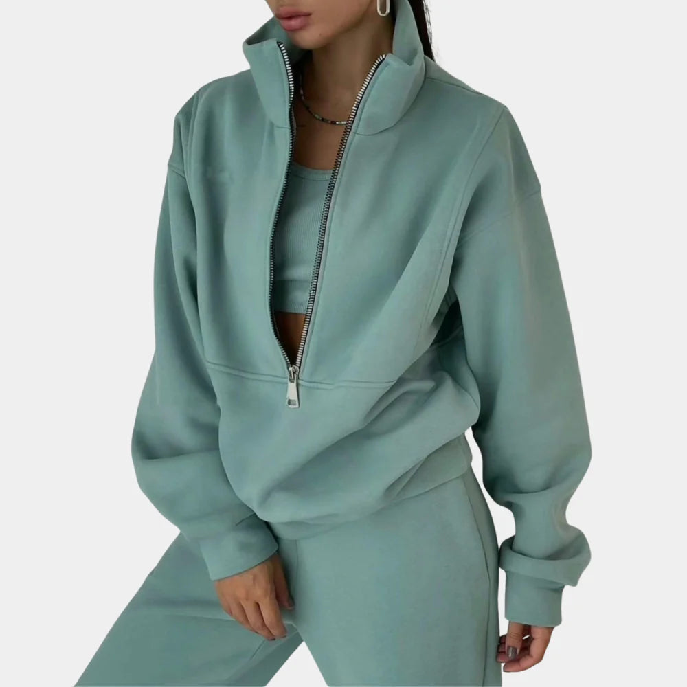 Women's Half-Zip Tracksuit Set with Long Sleeves Image
