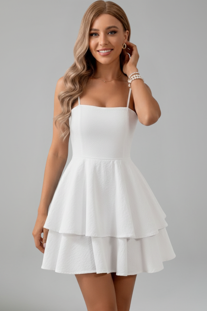 Madison | Women’s Spaghetti Strap Flared Skirt Mini Dress Image