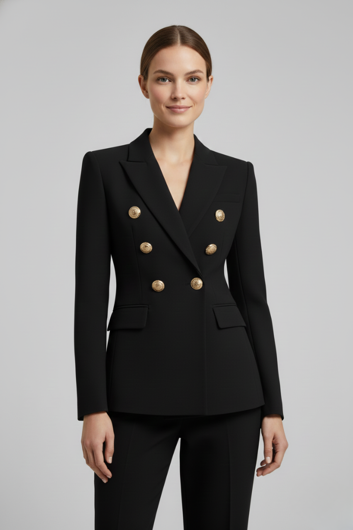 Rebecca | Women’s Double-Breasted Blazer with Gold-Tone Button Details Image