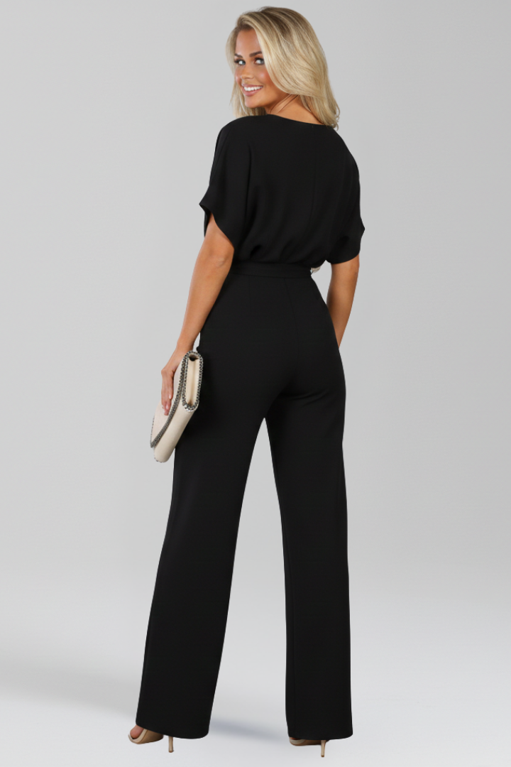Danielle | Women’s Tie-Belt Wide-Leg Classic Jumpsuit Image