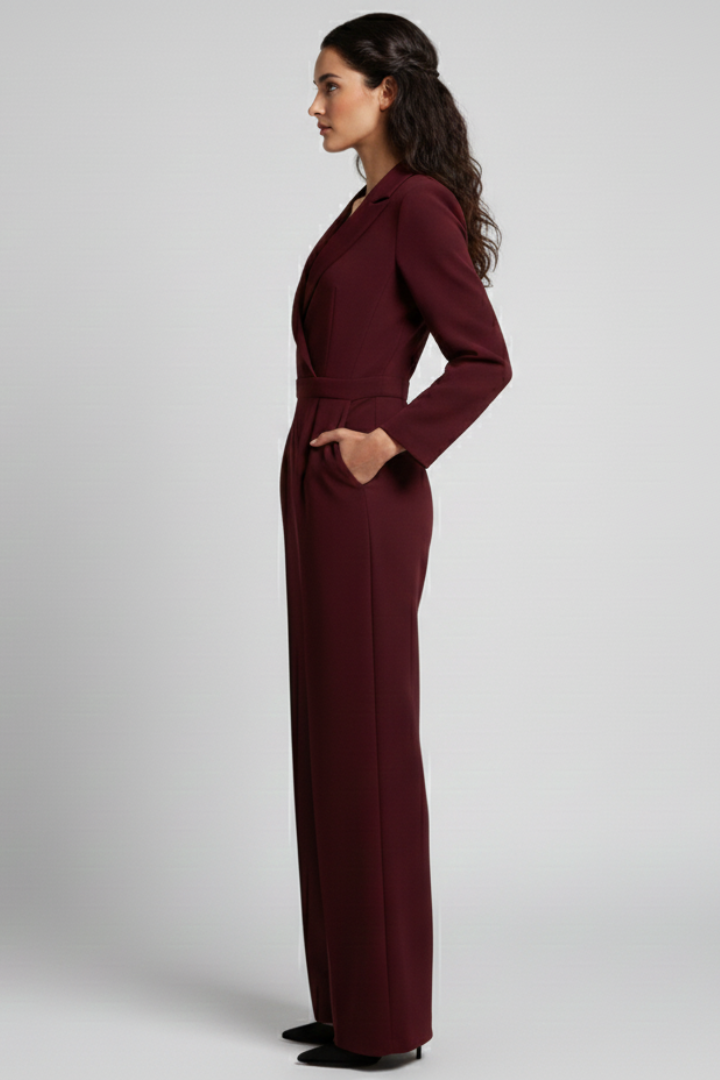 Charlotte | Women’s Wrap-Front Tailored Wide-Leg Jumpsuit Image
