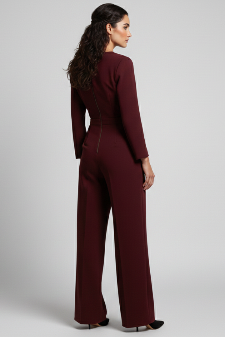 Charlotte | Women’s Wrap-Front Tailored Wide-Leg Jumpsuit Image