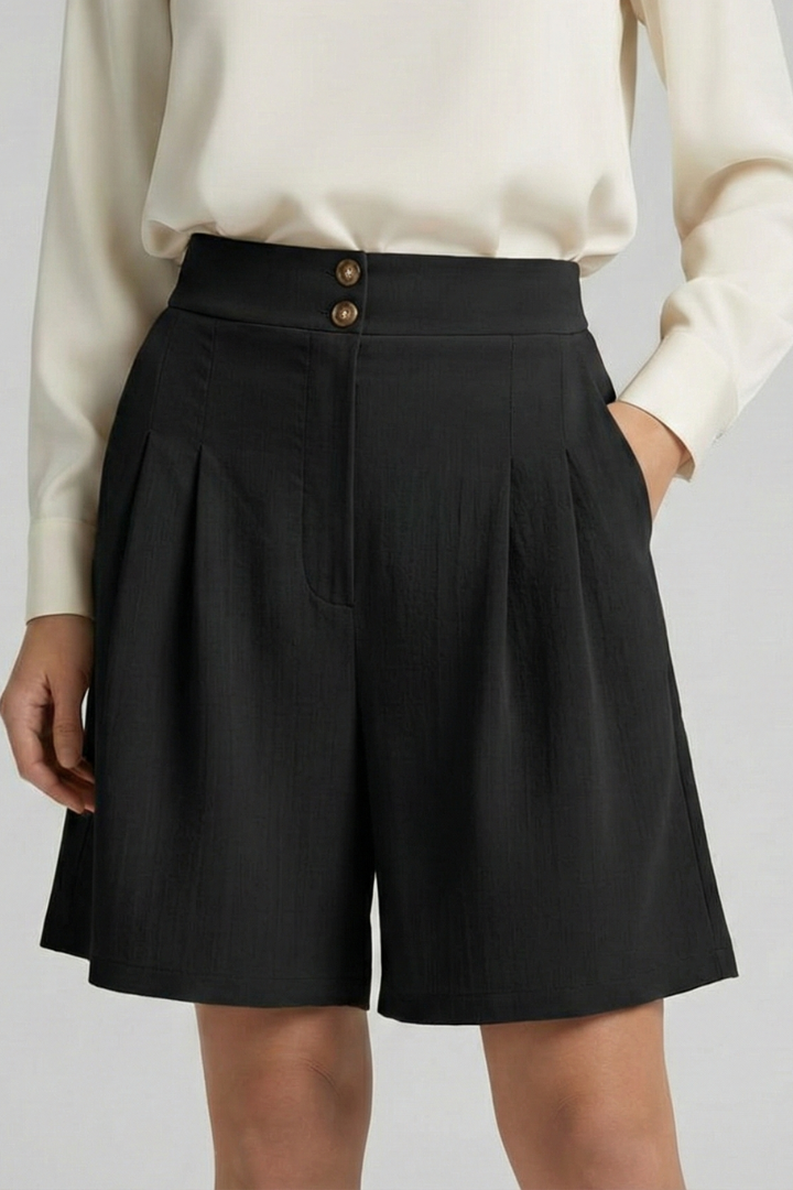 Jessica | Women’s High Waist Pleated Tailored Shorts Image