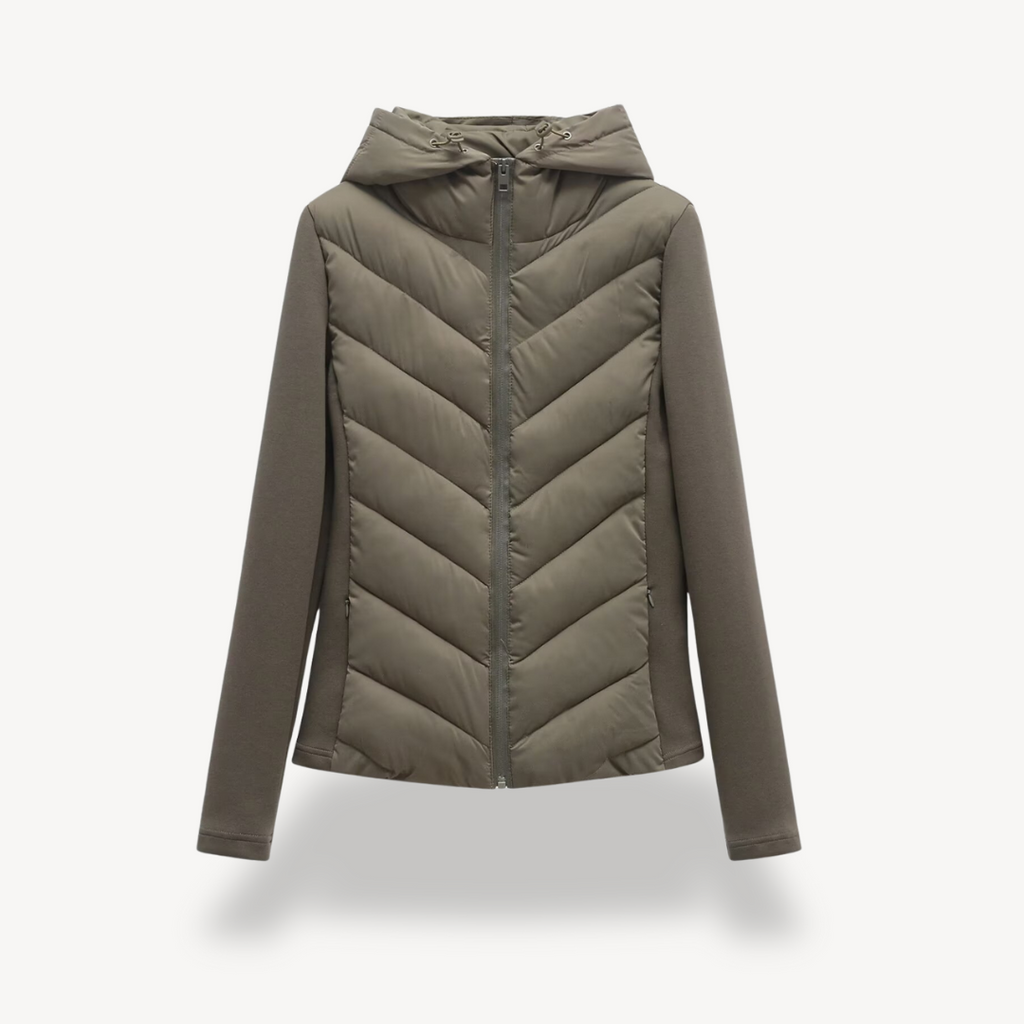 Women's Chevron Quilted Jacket with Hood