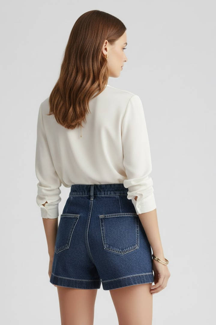 Danielle | Women’s High Waisted Shorts Rolled Hem Image