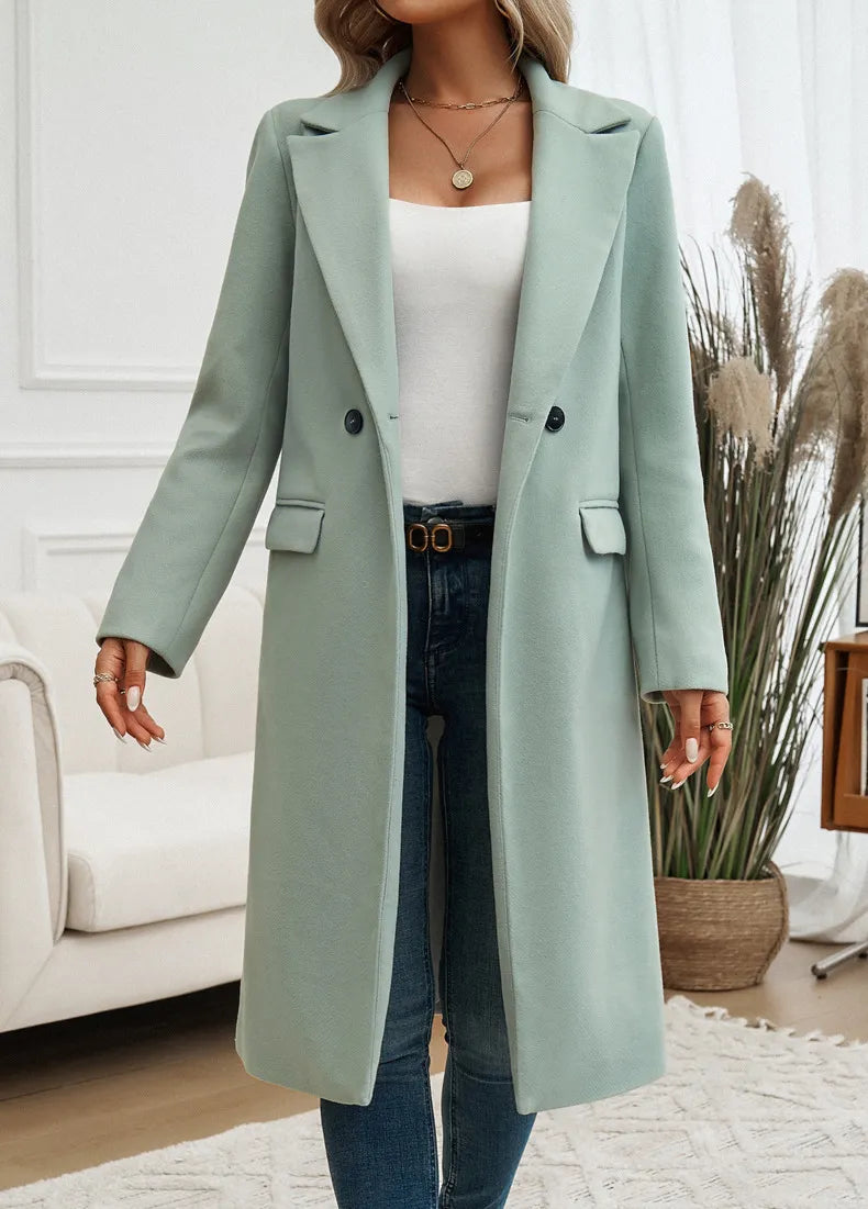 Women's Oversized Trench Coat Notched Lapel with Belt Image