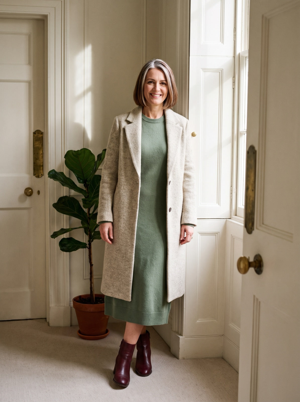 Woman wearing ankle boots, autumn outfit
