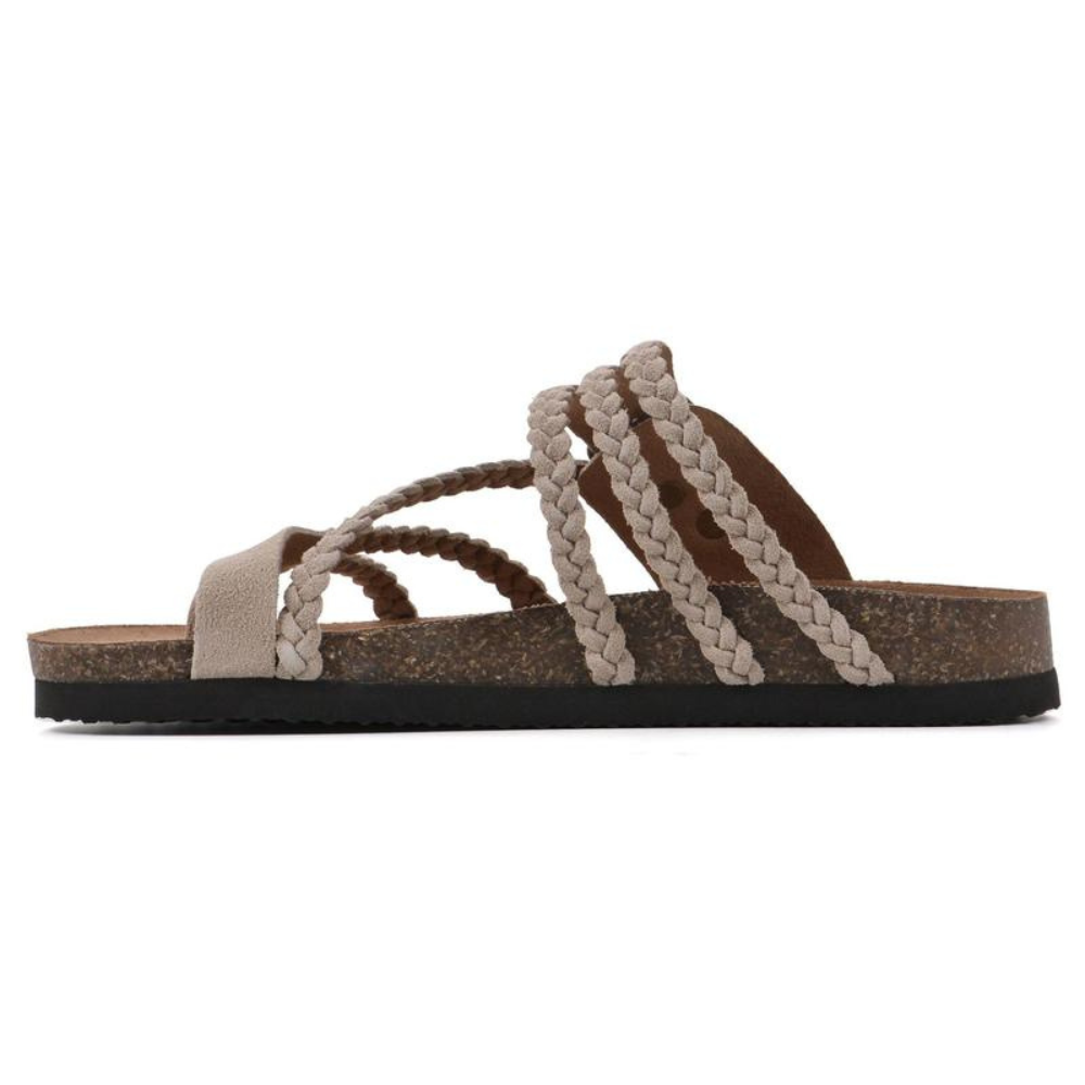 Braided Strap Footbed Sandals with Toe Loop