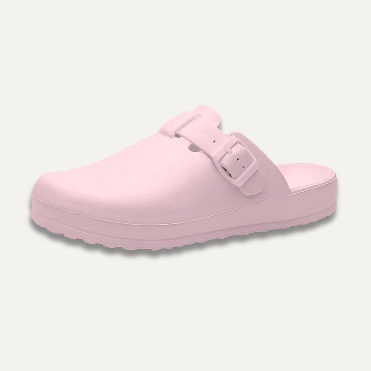 Buckle Strap Clogs, Open Back with Wide Toe Box, Pink