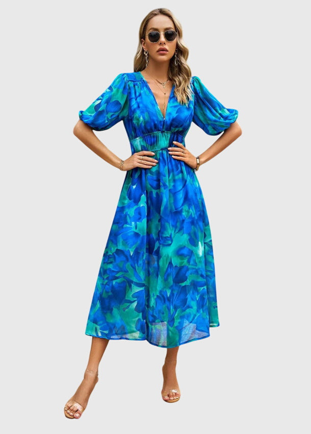Merlin | Flattering Floral Midi Dress Image