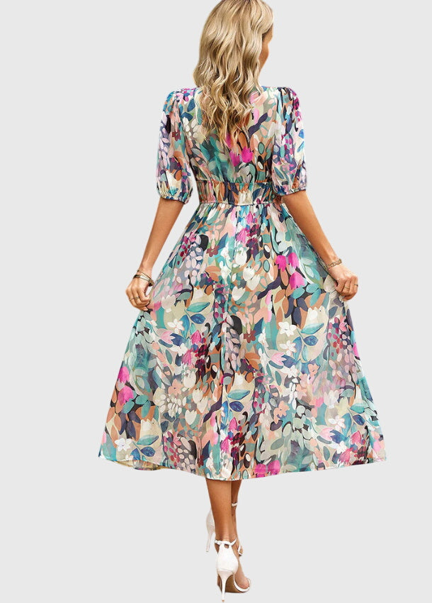 Merlin | Flattering Floral Midi Dress