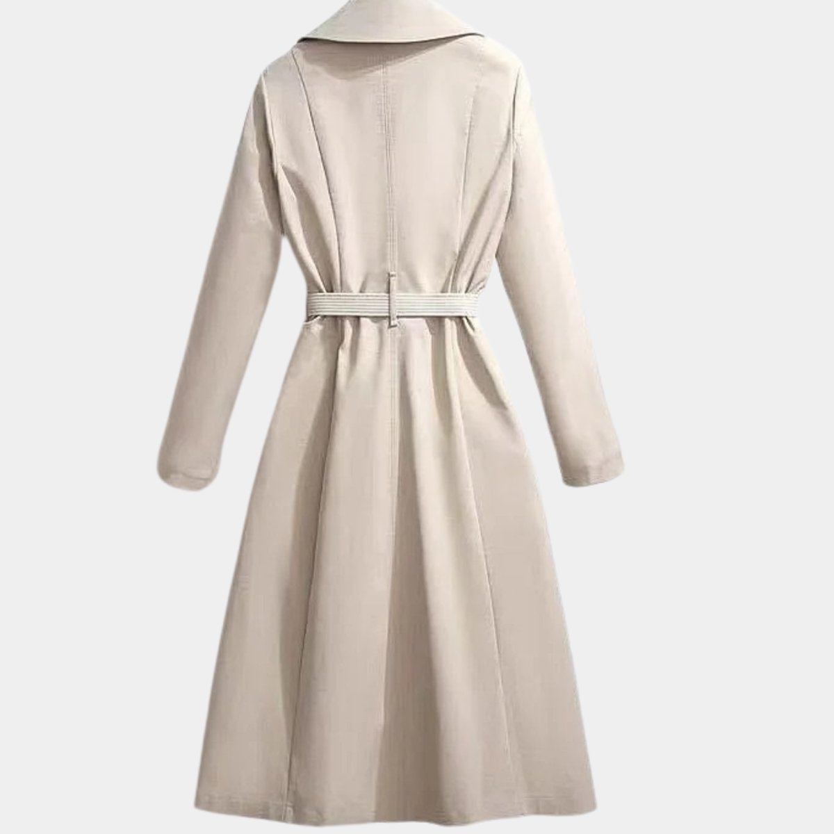 Women's Belted Trench Coat Midi Length Turndown Collar Image