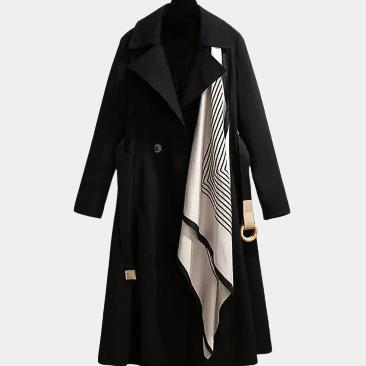 Women's Belted Trench Coat Midi Length Turndown Collar Image