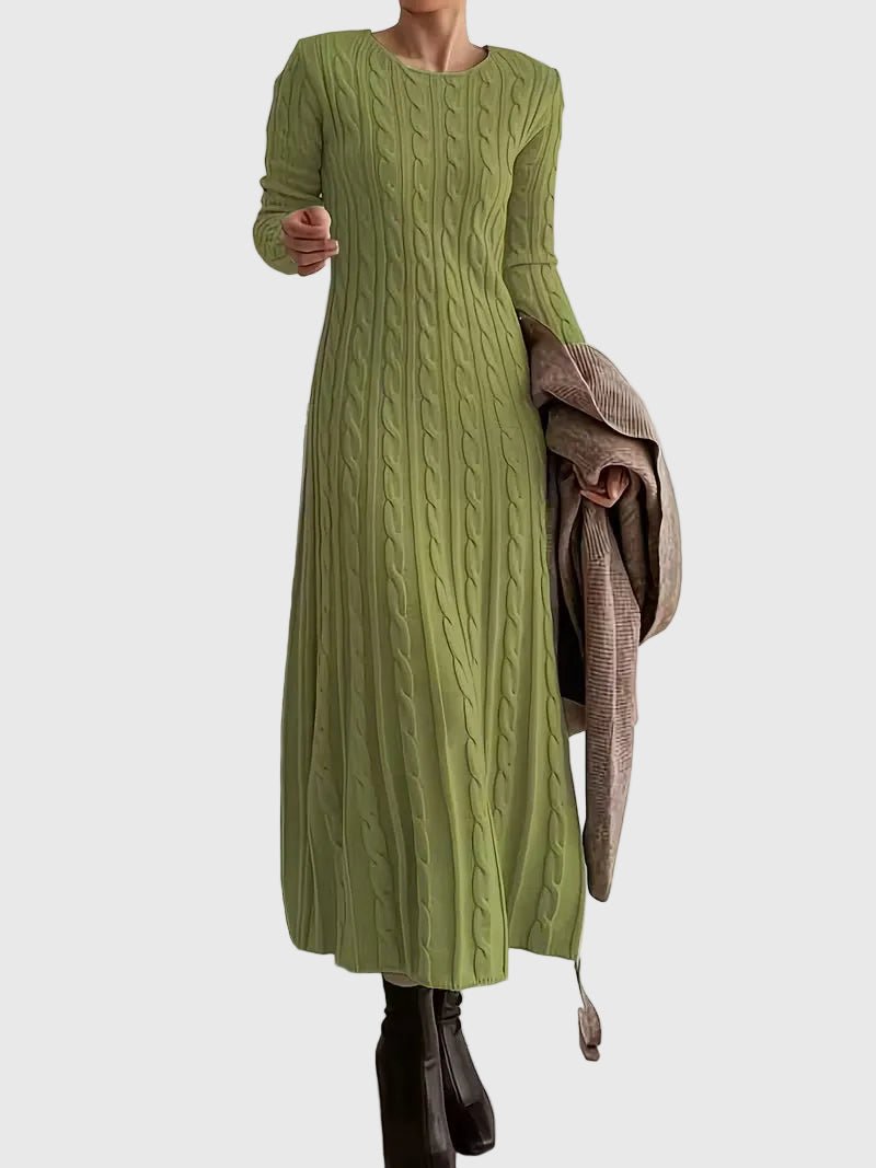 Women's Cable Knit Maxi Dress with Long Sleeves Image