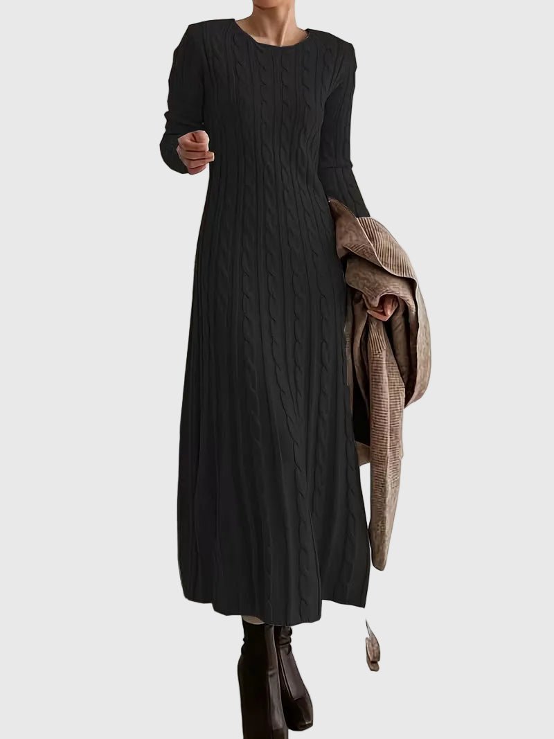 Women's Cable Knit Maxi Dress with Long Sleeves Image