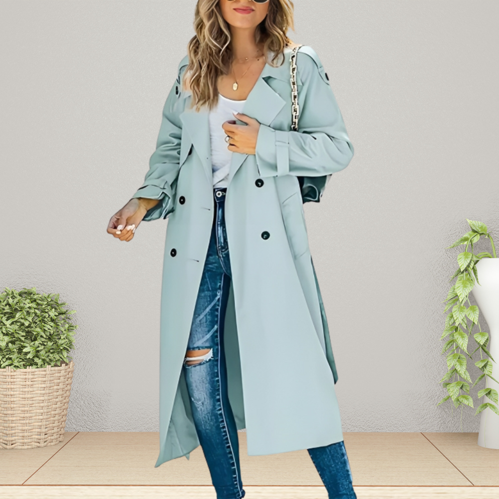 Women's Double-Breasted Trench Coat Mid-Length Regular Fit Image