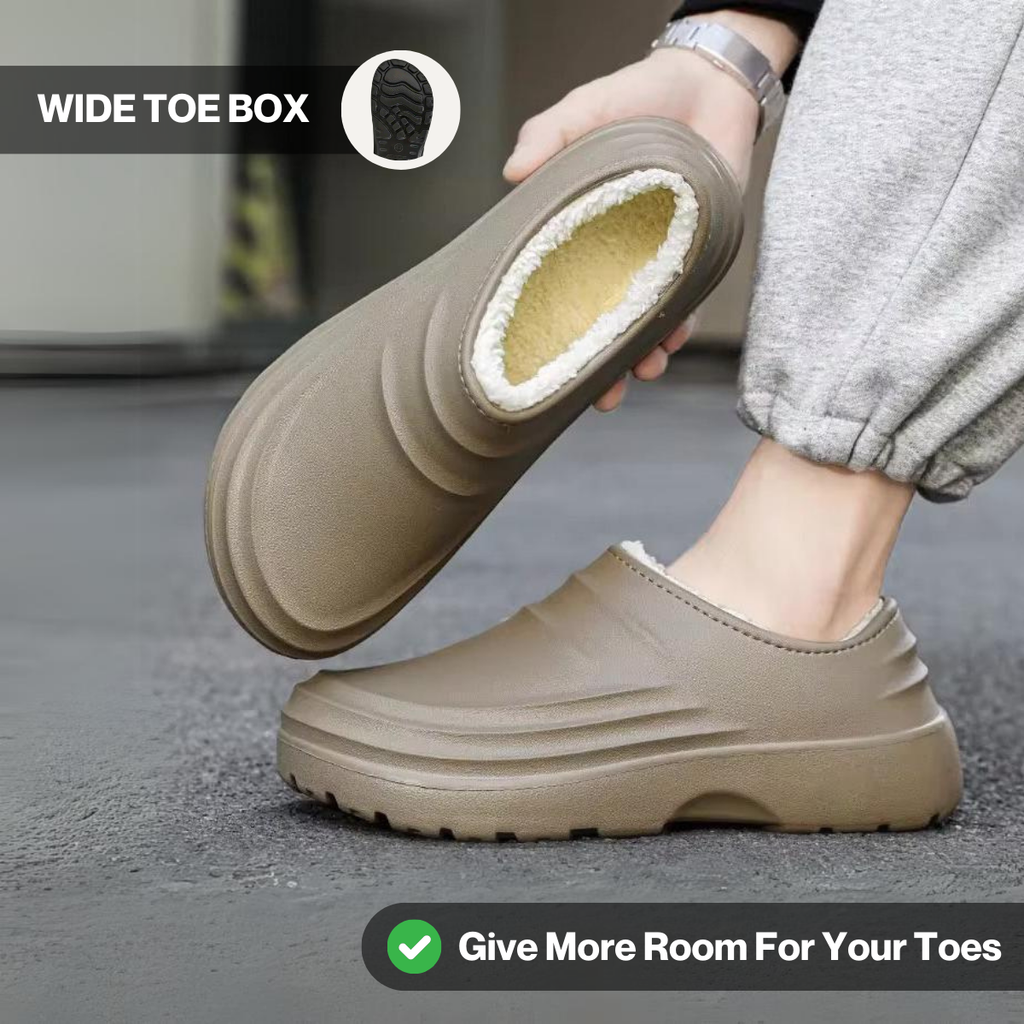 Faux Fur Lined Clogs, Closed Back with Ridged Upper