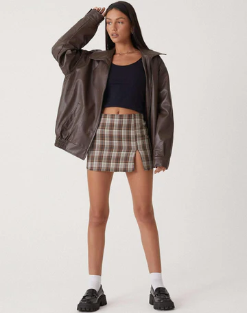 Women's Oversized Leather Jacket with Collar Image
