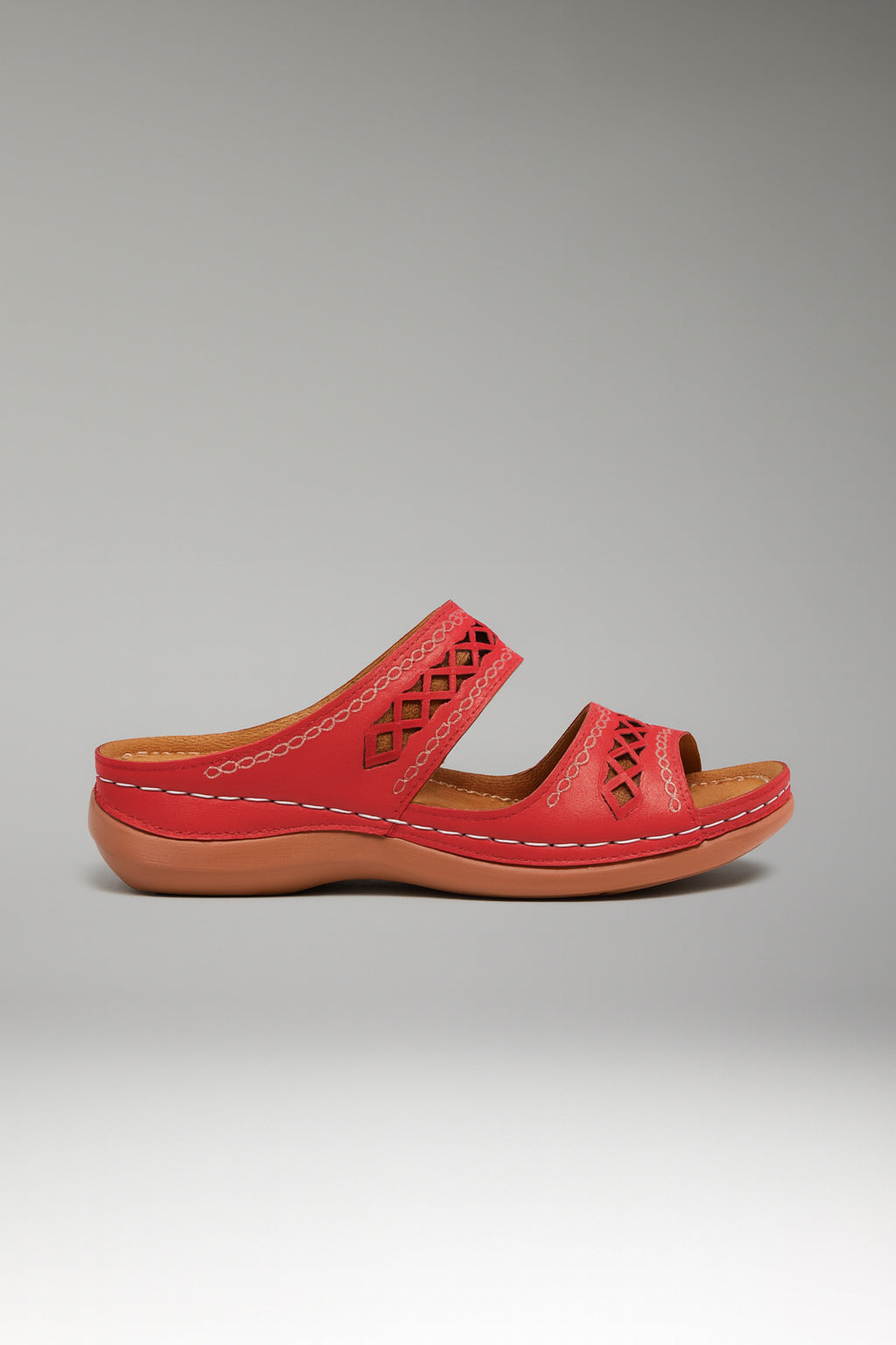 Jacklyn | Women’s Slide Sandals with Dual Straps and Decorative Cutouts
