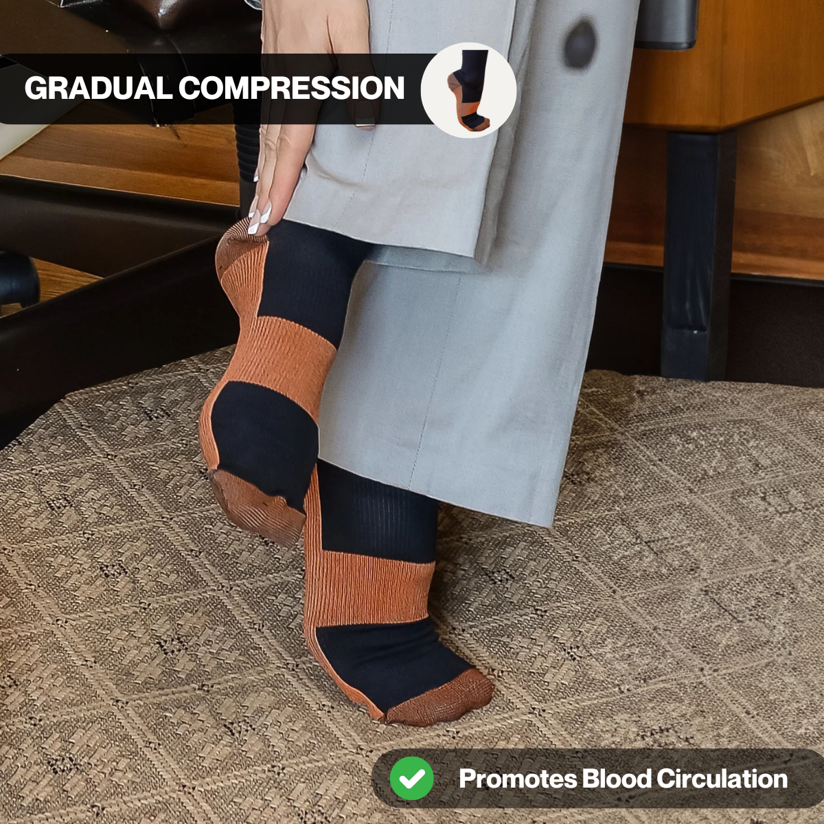 Knee-High Compression Socks, Graduated 15-20 mmHg Image