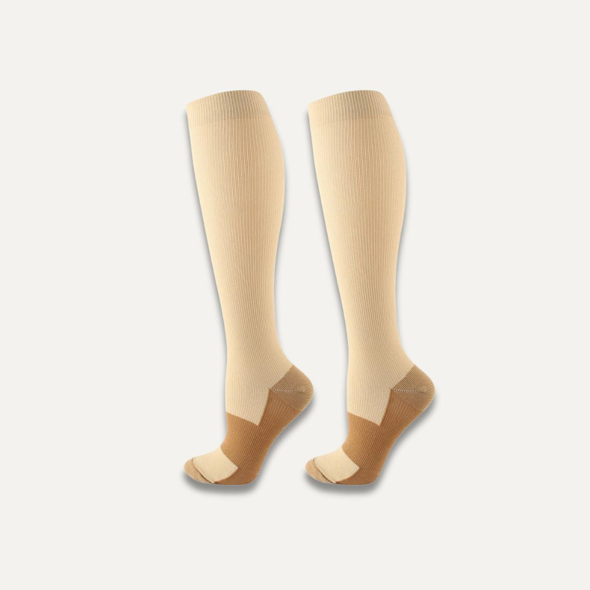Knee-High Compression Socks, Graduated 15-20 mmHg, Nude