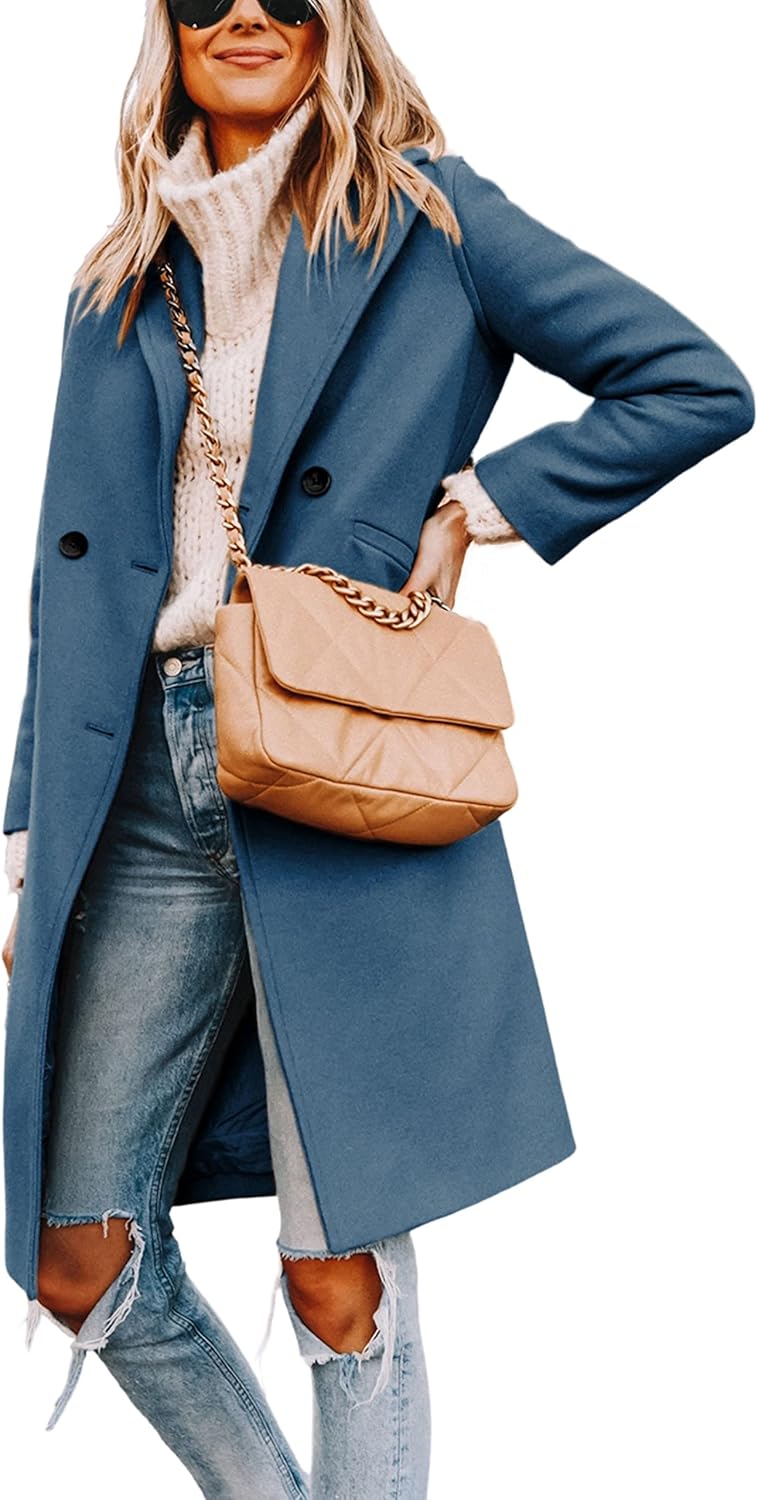 Women's Notch Lapel Longline Coat with Side Pockets Image