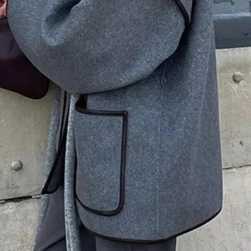Women's Belted Wrap Jacket with Wide Sleeves Image