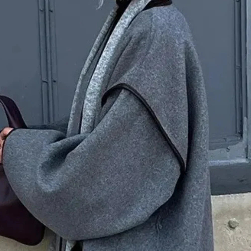 Women's Belted Wrap Jacket with Wide Sleeves Image